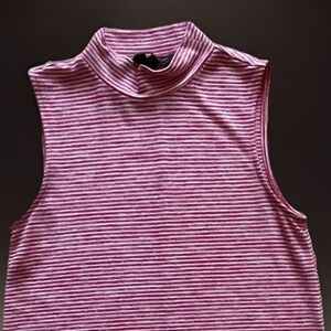 Banana Republic Women's Sleeveless Top Small Red & White High‎ Neck S